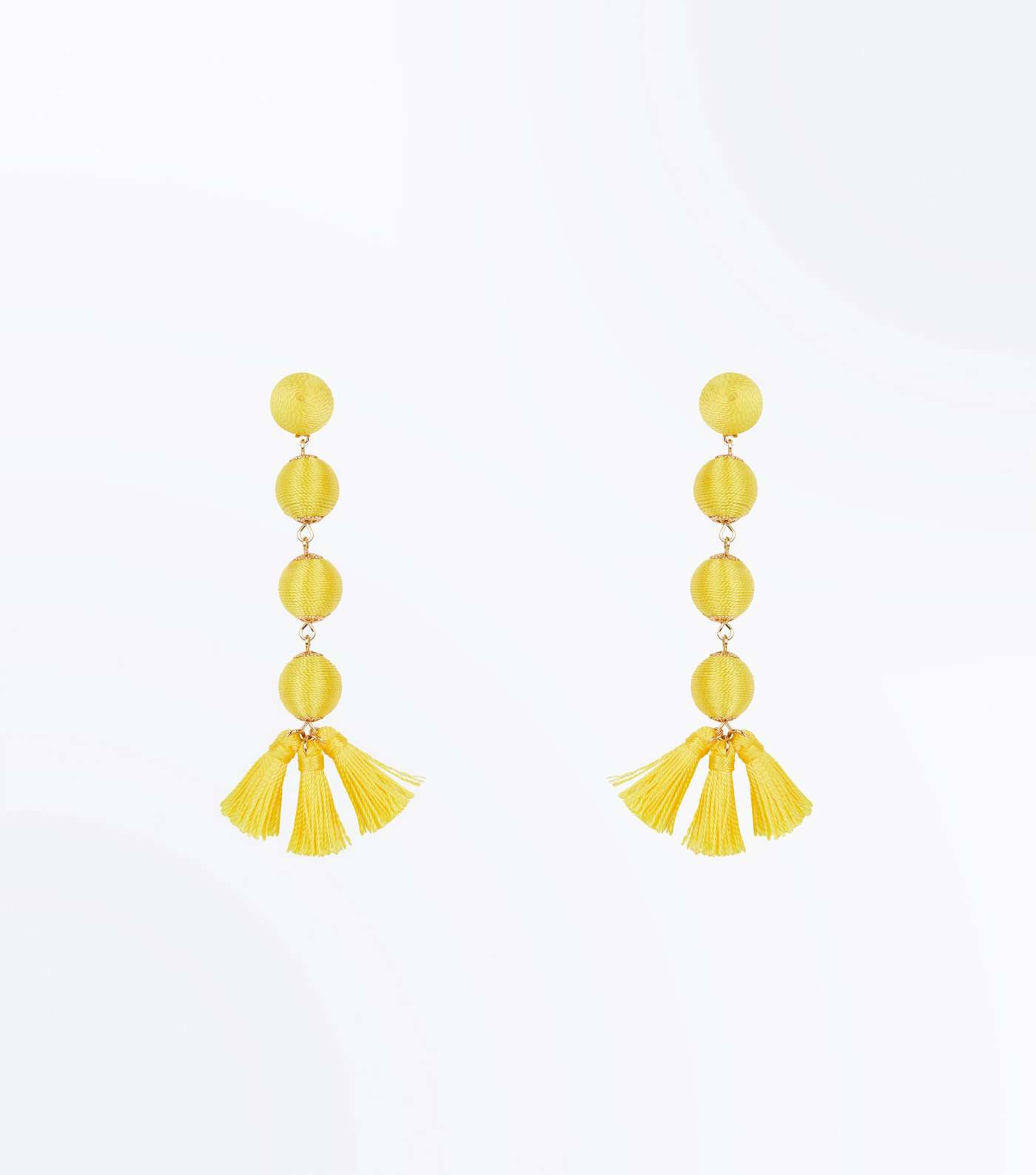 Yellow Orb and Tassel Drop Earrings