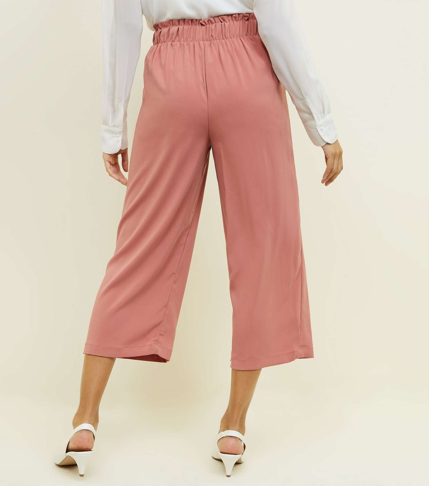 Coral Tie Waist Cropped Trousers Image 3