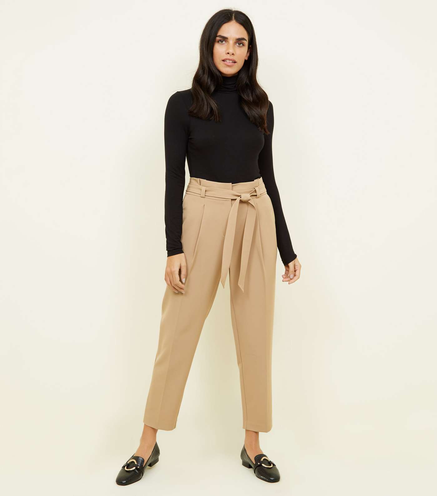 Camel Tie Paperbag Trousers