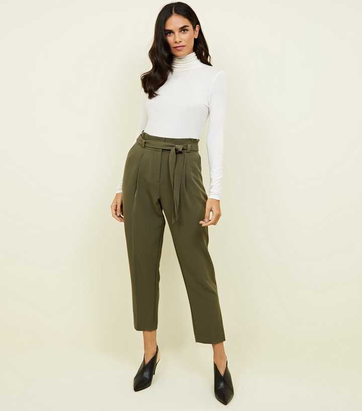 Khaki Tie Paperbag Trousers