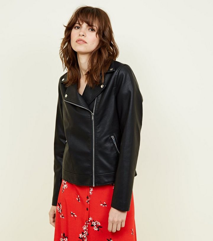 Tall Black Leather Look Biker Jacket New Tall Black Leather Look Biker Jacket The