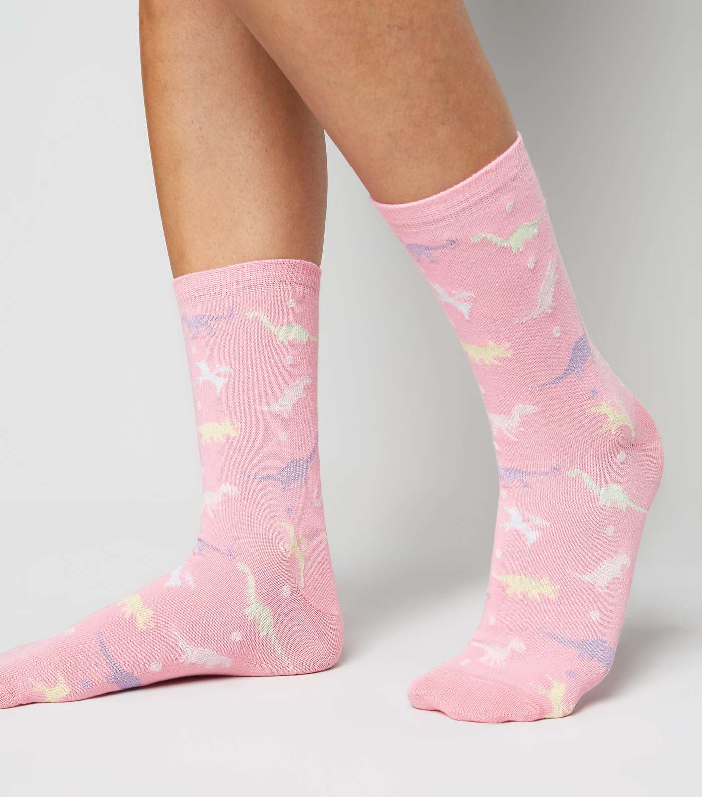 Mid Pink Dinosaur Glitter Socks Image 2