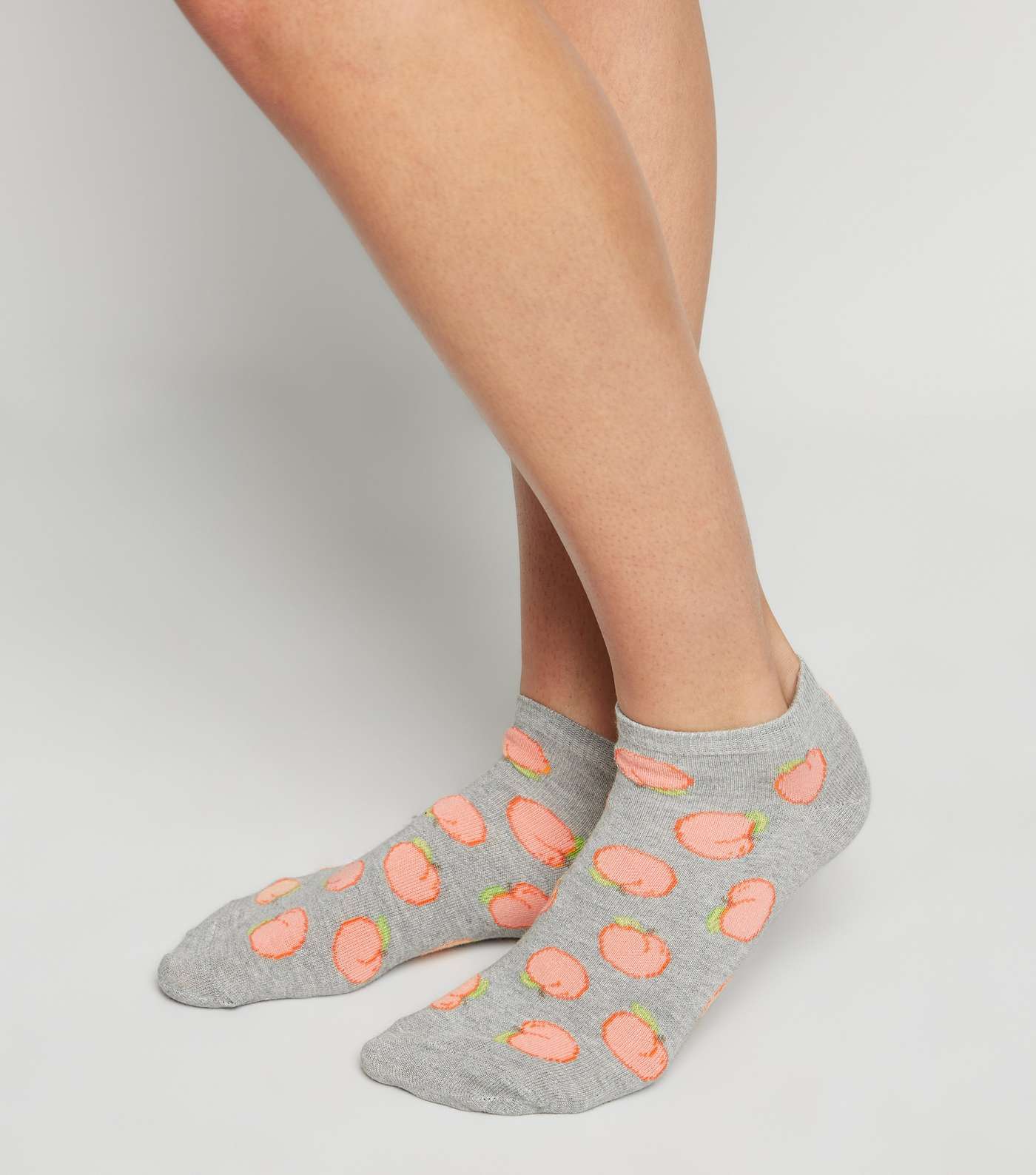 Grey Peach Ankle Trainer Socks Image 2