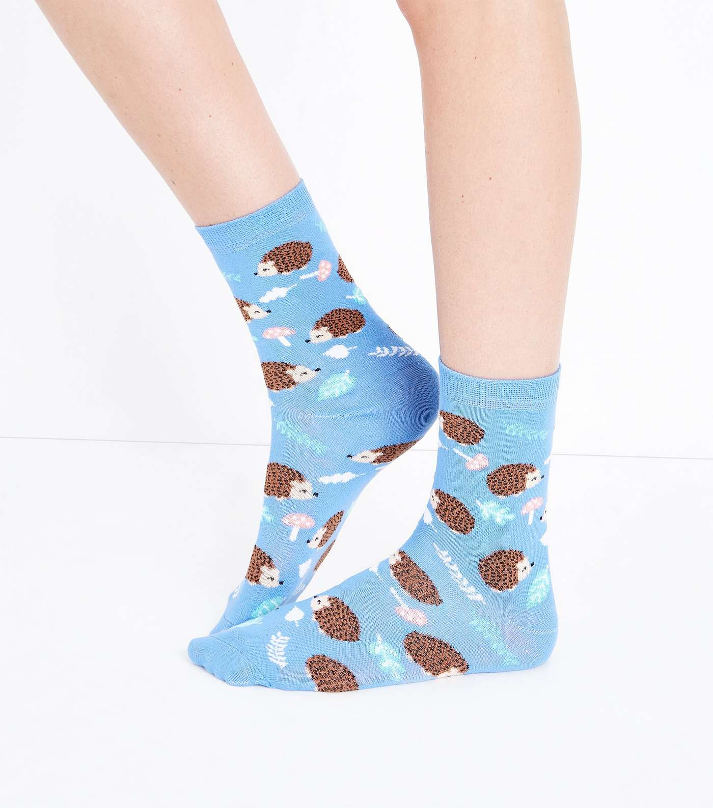 Blue Hedgehog Pattern Socks Image 2