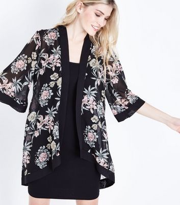 long black floral kimono