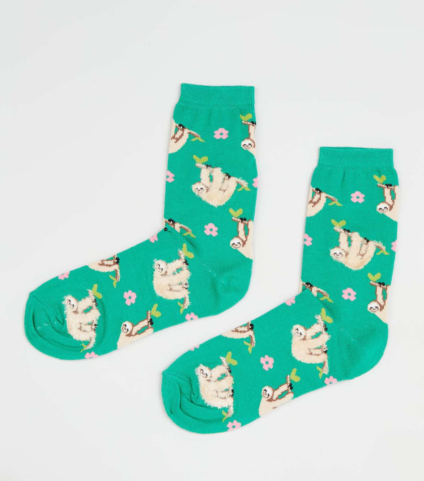 Green Fluffy Sloth Socks
