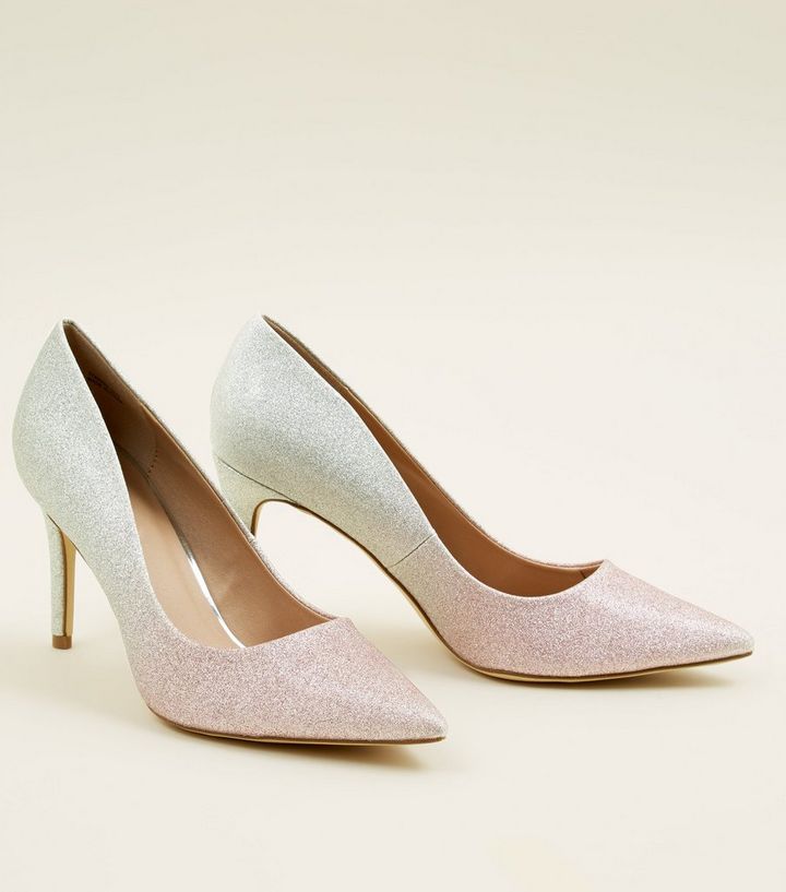 Pink Ombre Glitter Pointed Courts New Look