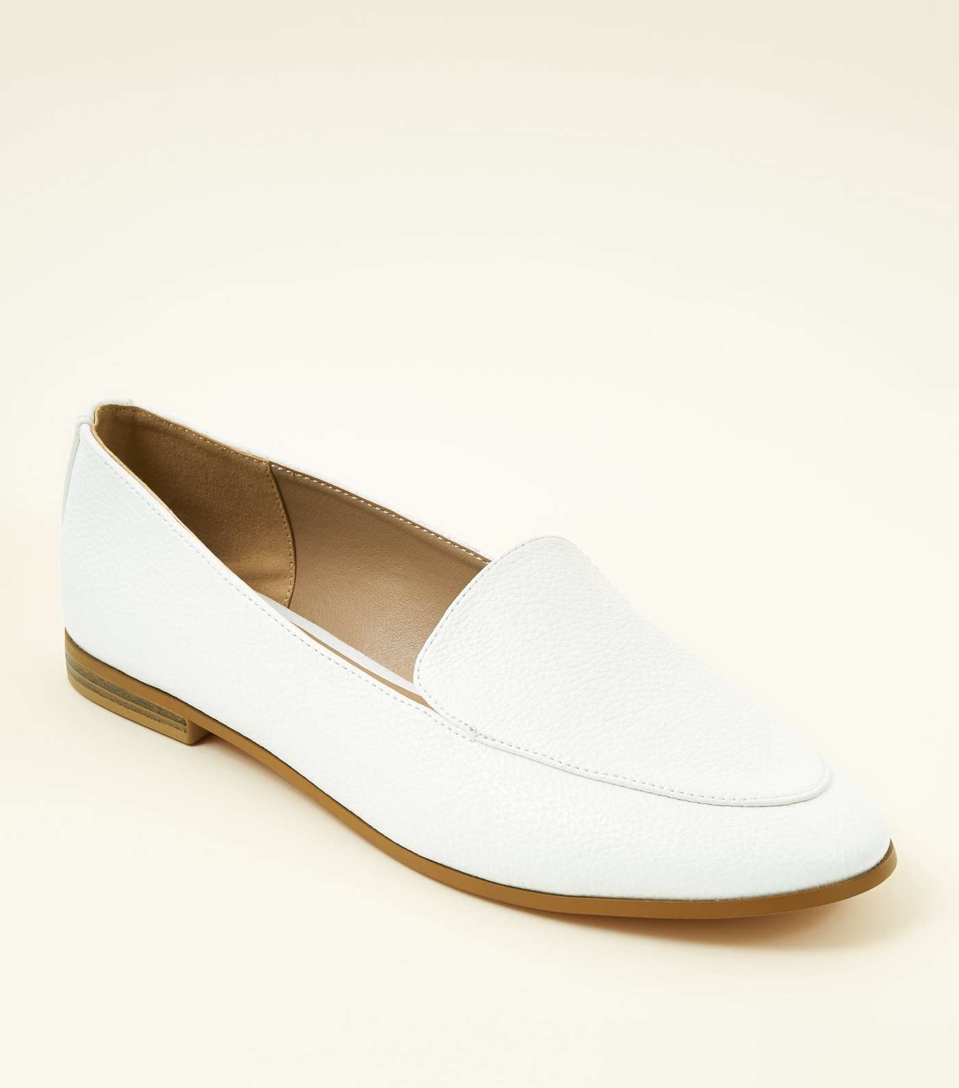 White Leather-Look Loafers