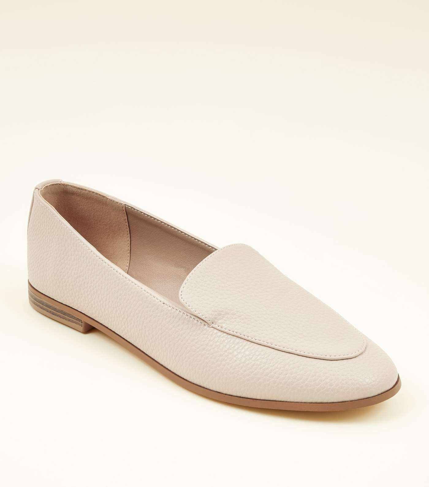 Cream Leather-Look Loafers
