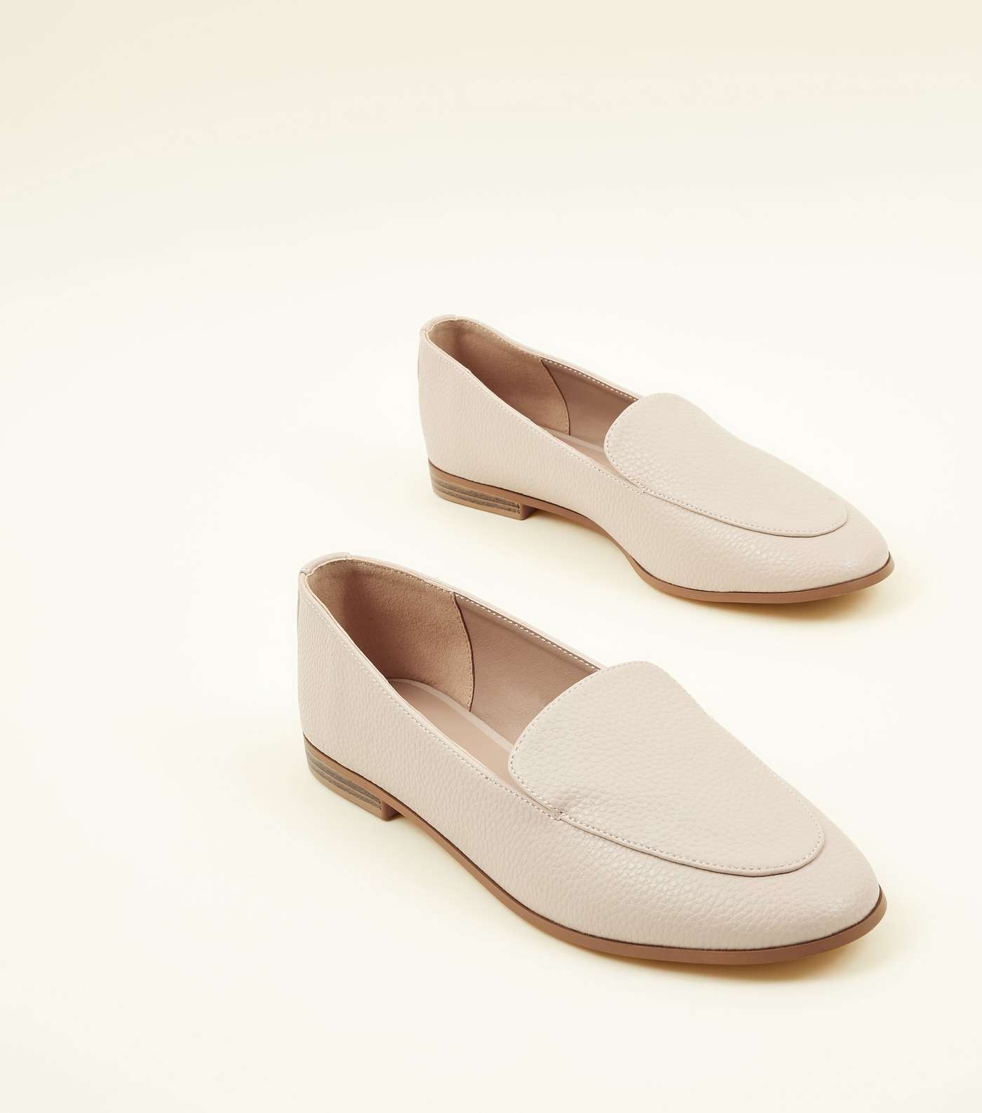 Cream Leather-Look Loafers Image 3