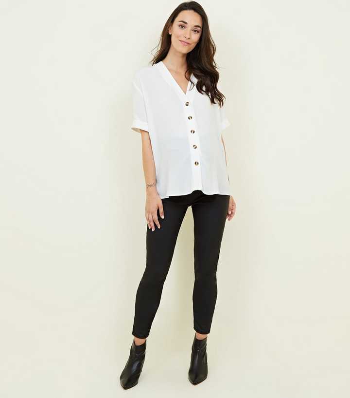 Maternity Black Over Bump Coated Jeggings