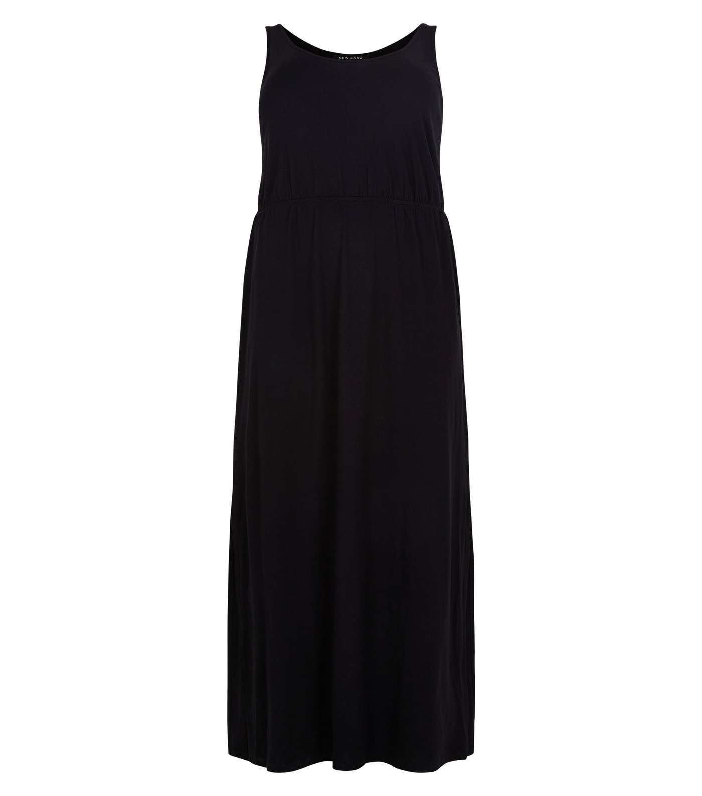 Curves Black Sleeveless Jersey Maxi Dress  Image 3