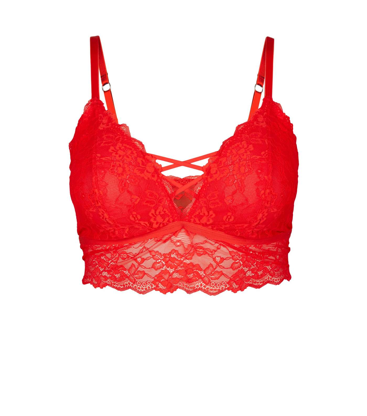 Curves Red Longline Lace Bralette Image 4