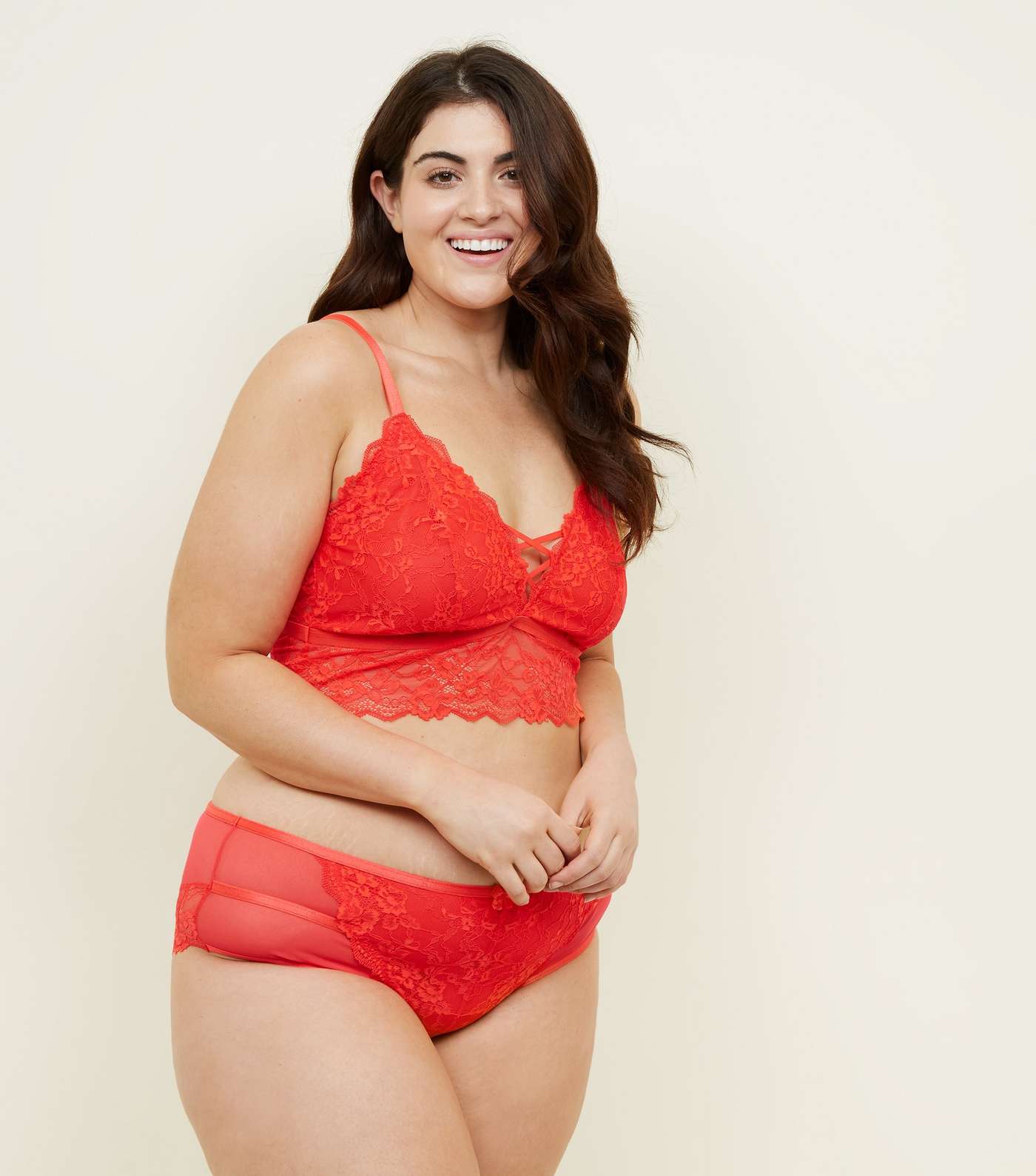 Curves Red Longline Lace Bralette Image 2