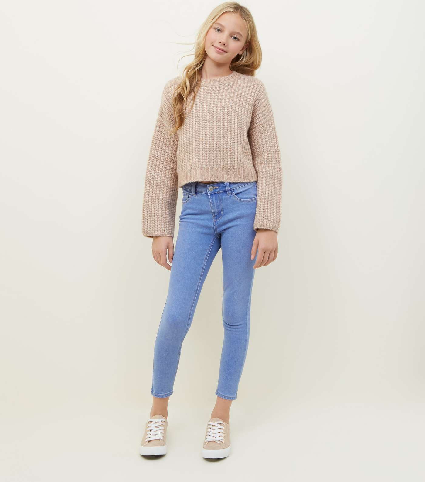 Girls Pale Pink Wide Sleeve Knitted Jumper  Image 2