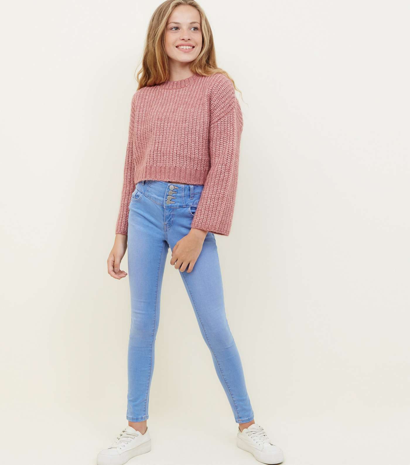 Girls Mid Pink Wide Sleeve Knitted Jumper  Image 2