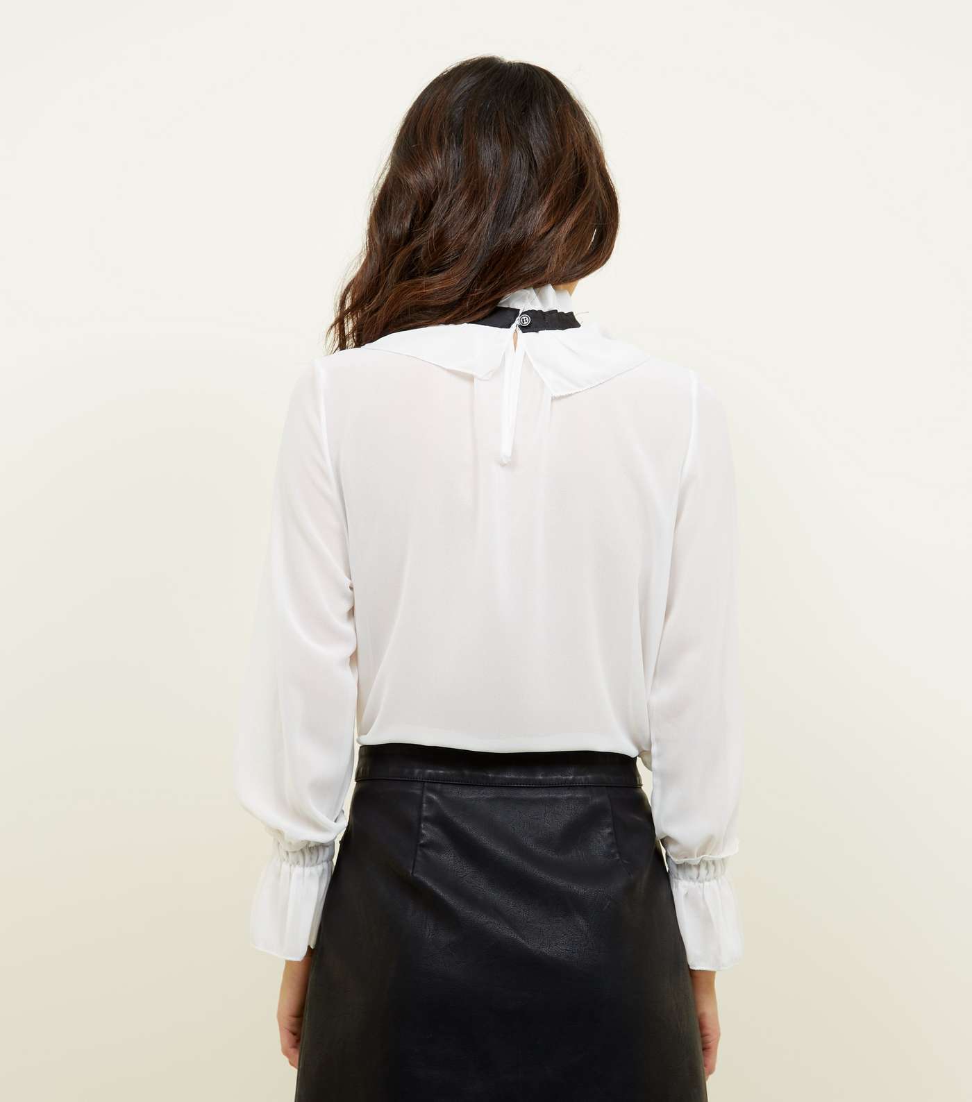 Cameo Rose White Frill Tie Neck Blouse  Image 3