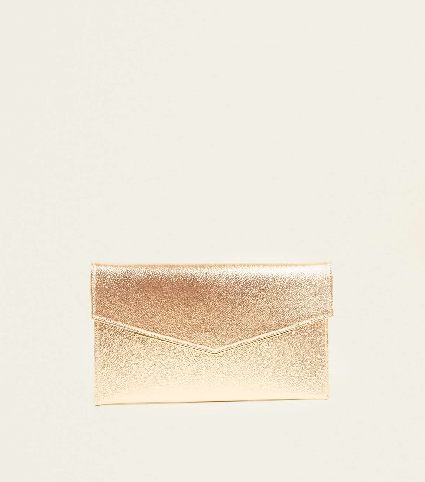 Rose Gold Metal Trim Envelope Clutch Bag