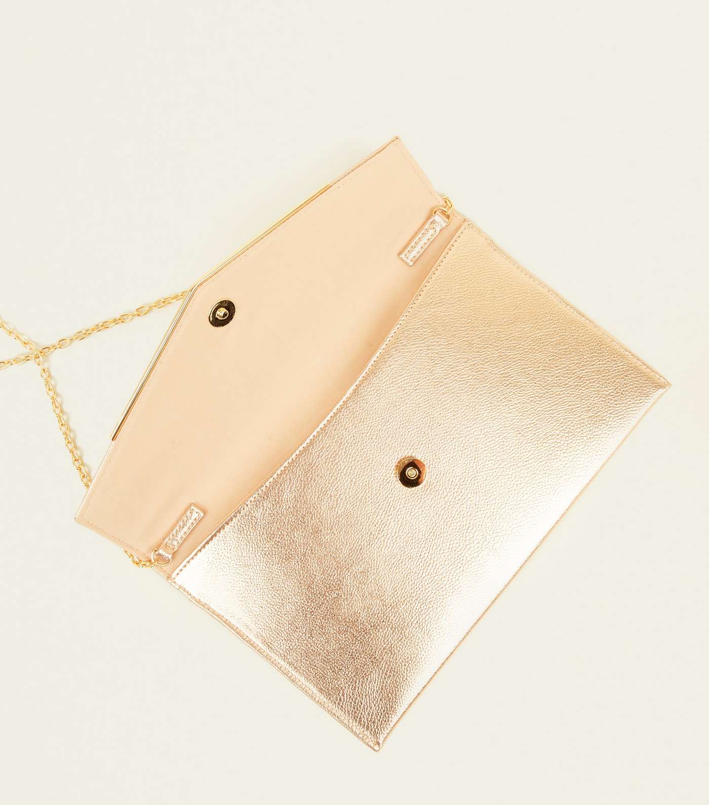 Rose Gold Metal Trim Envelope Clutch Bag Image 3