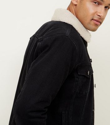black denim jacket with borg lining