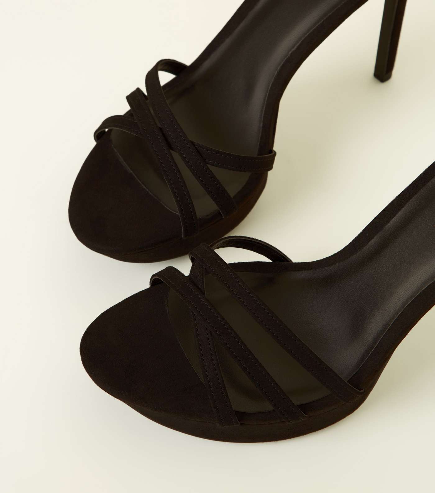 Black Suedette Strappy Platform Stiletto Sandals Image 3