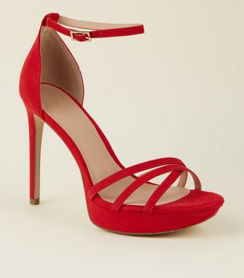 Red strappy platform on sale heels