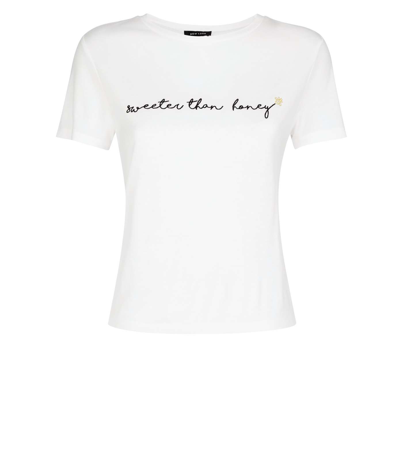 White Sweeter Than Honey Embroidered T-Shirt Image 4