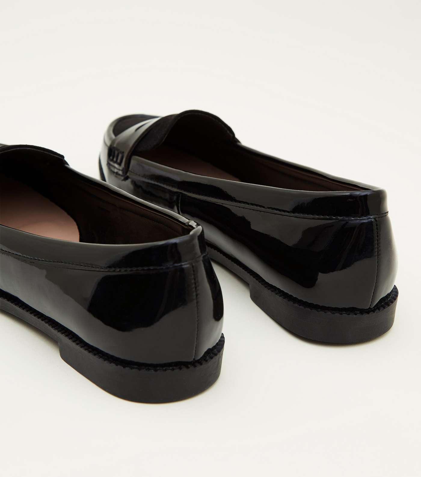 Girls Black Patent Suedette Trim Loafers Image 4