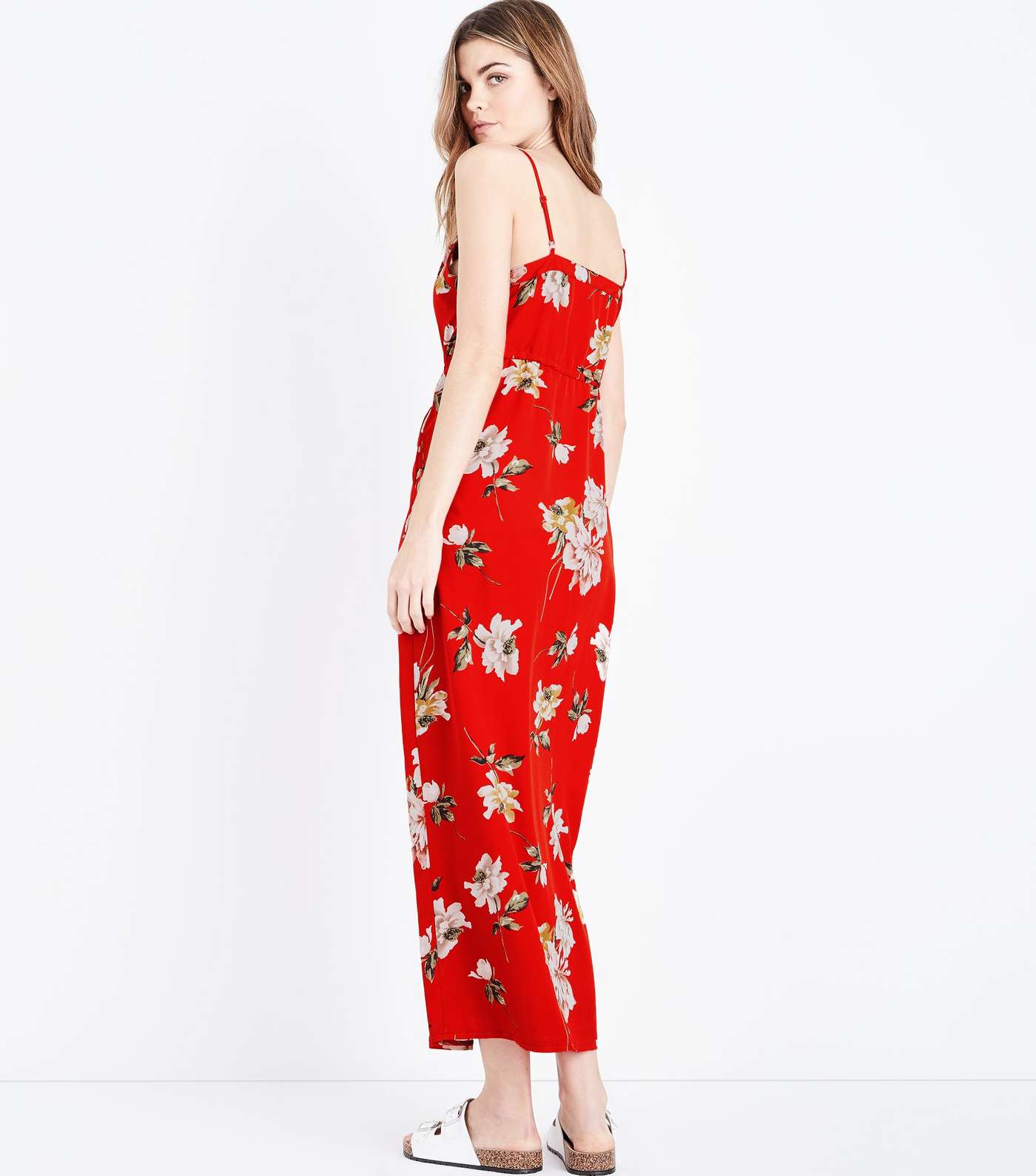 Cameo Rose Red Floral Print Button Front Maxi Dress  Image 2