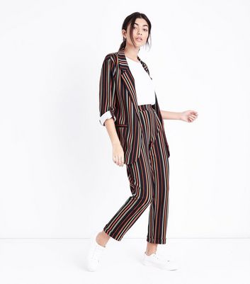 multi coloured striped trousers