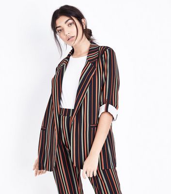 Black and white deals striped blazer new look