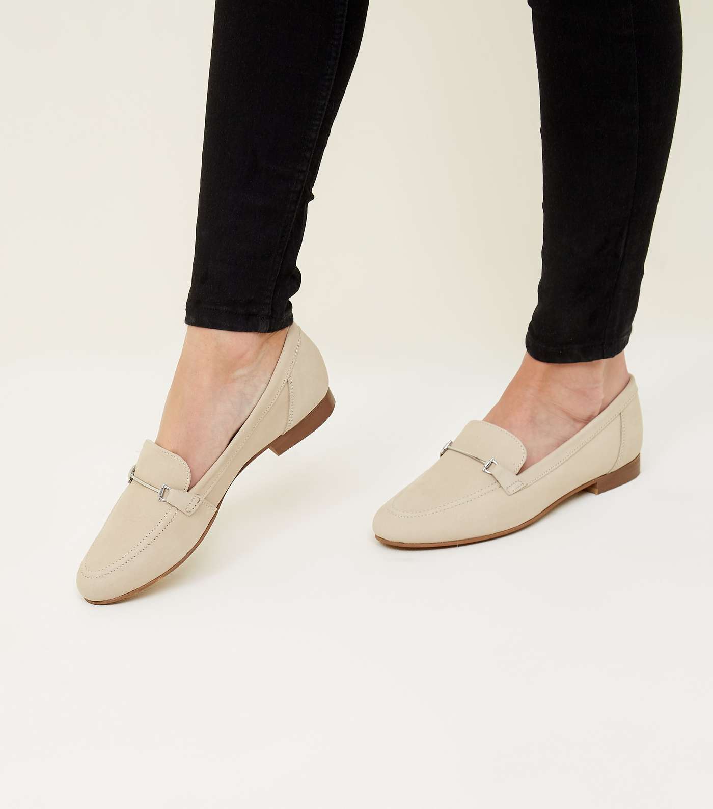 Off White Leather Loafers Image 2