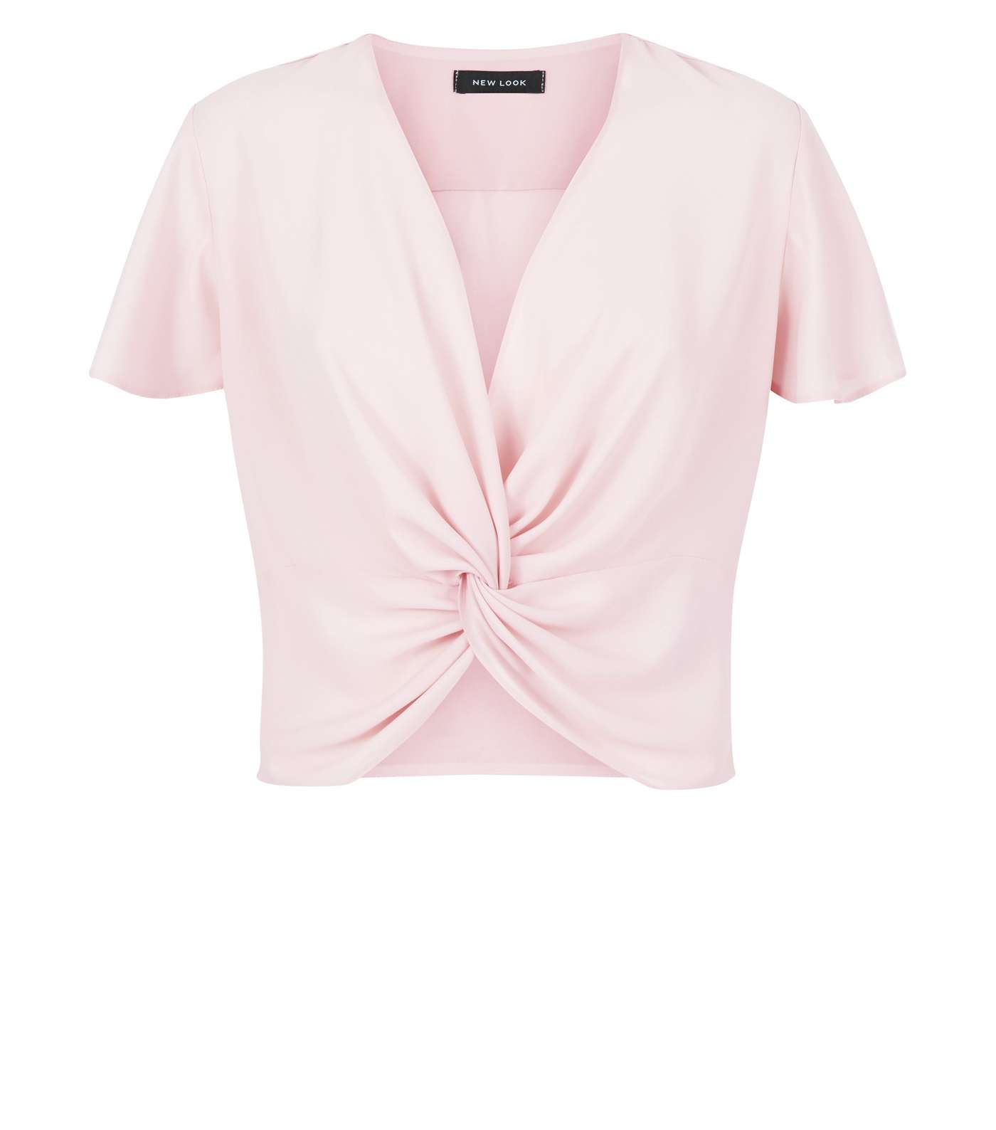 Pale Pink Twist Front Flutter Sleeve T-Shirt Image 4