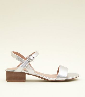 Metallic low 2025 heel sandals