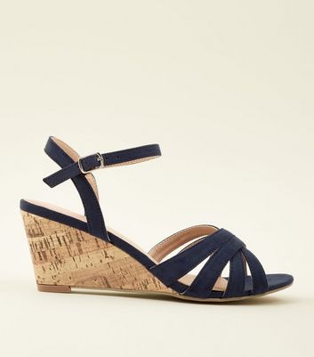 new look blue wedges