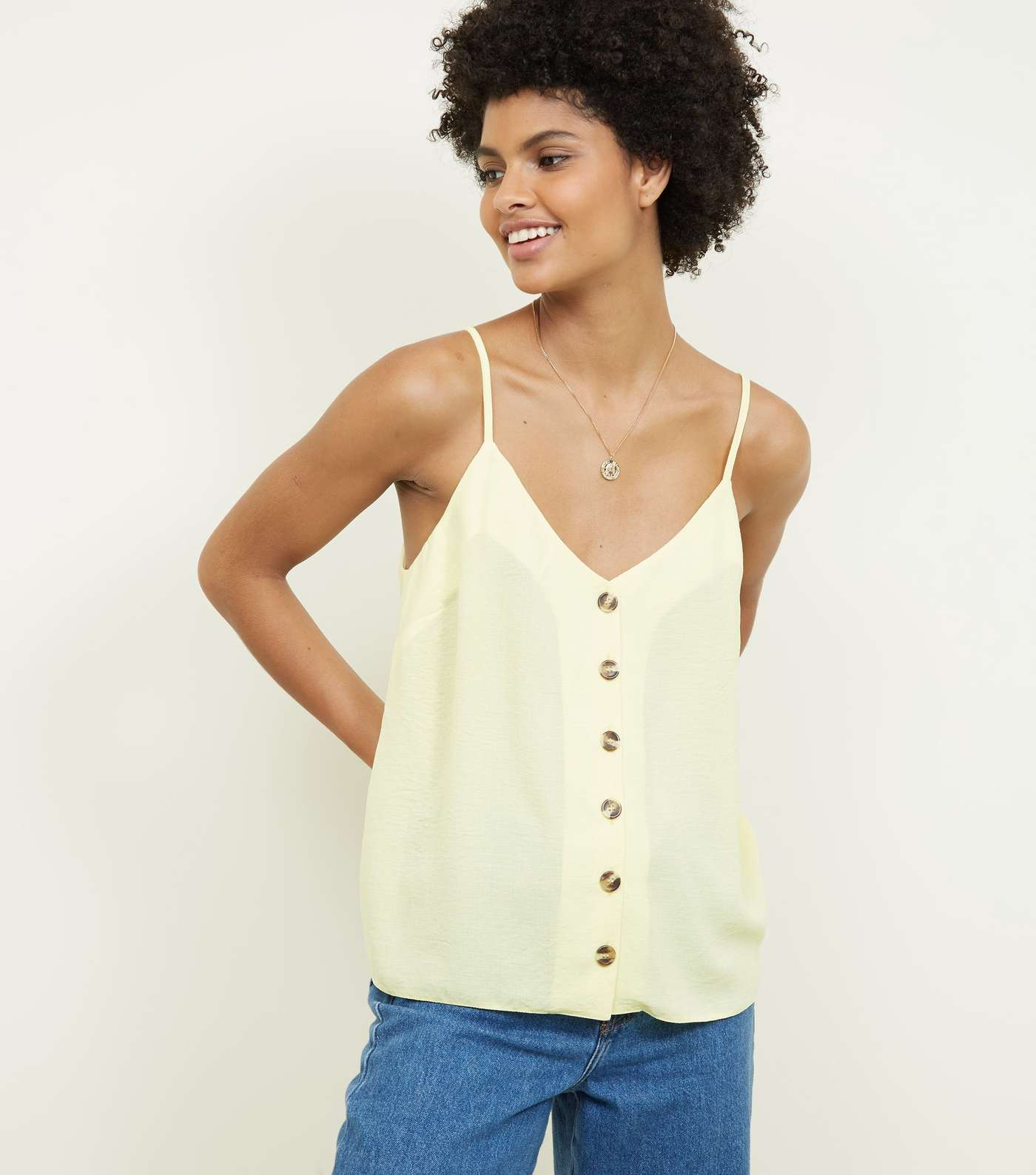 Pale Yellow Button Front Cami