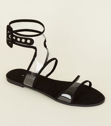 clear ankle strap flat sandals