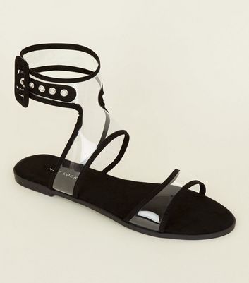 new look black flat sandals