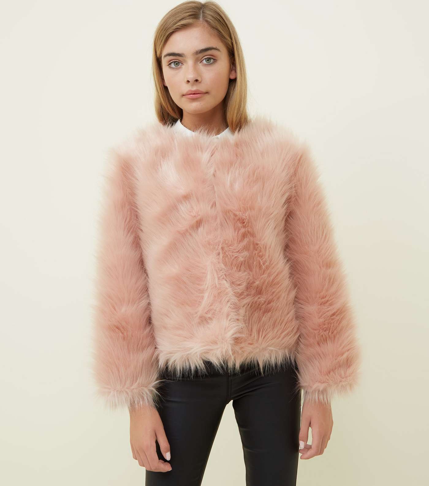 Girls Bright Pink Faux Fur Jacket 