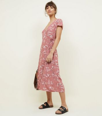 new look pink wrap dress