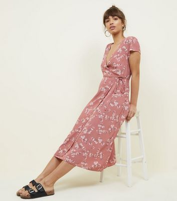 new look pink wrap dress