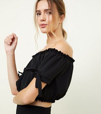 Black off the shoulder top store new look