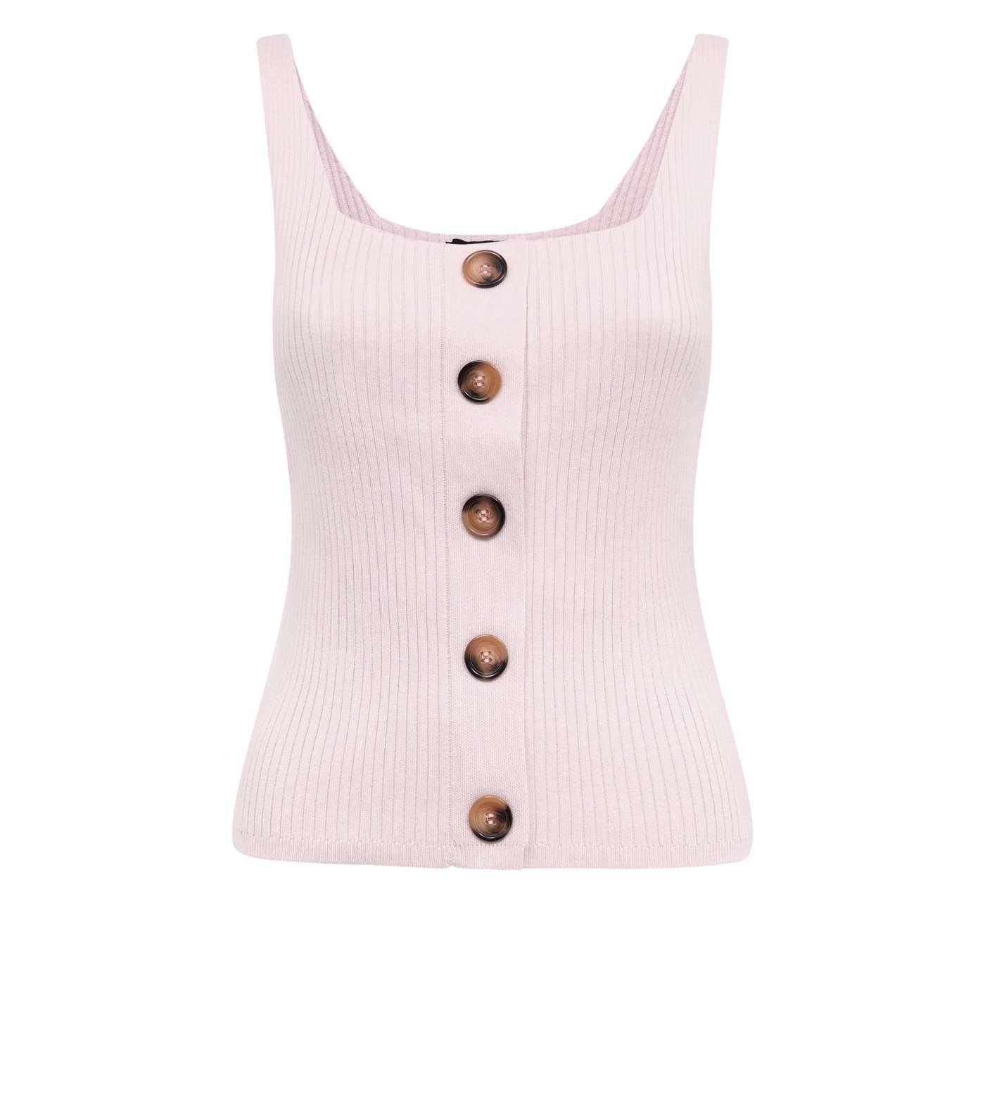 Pink Ribbed Button Front Vest Image 4