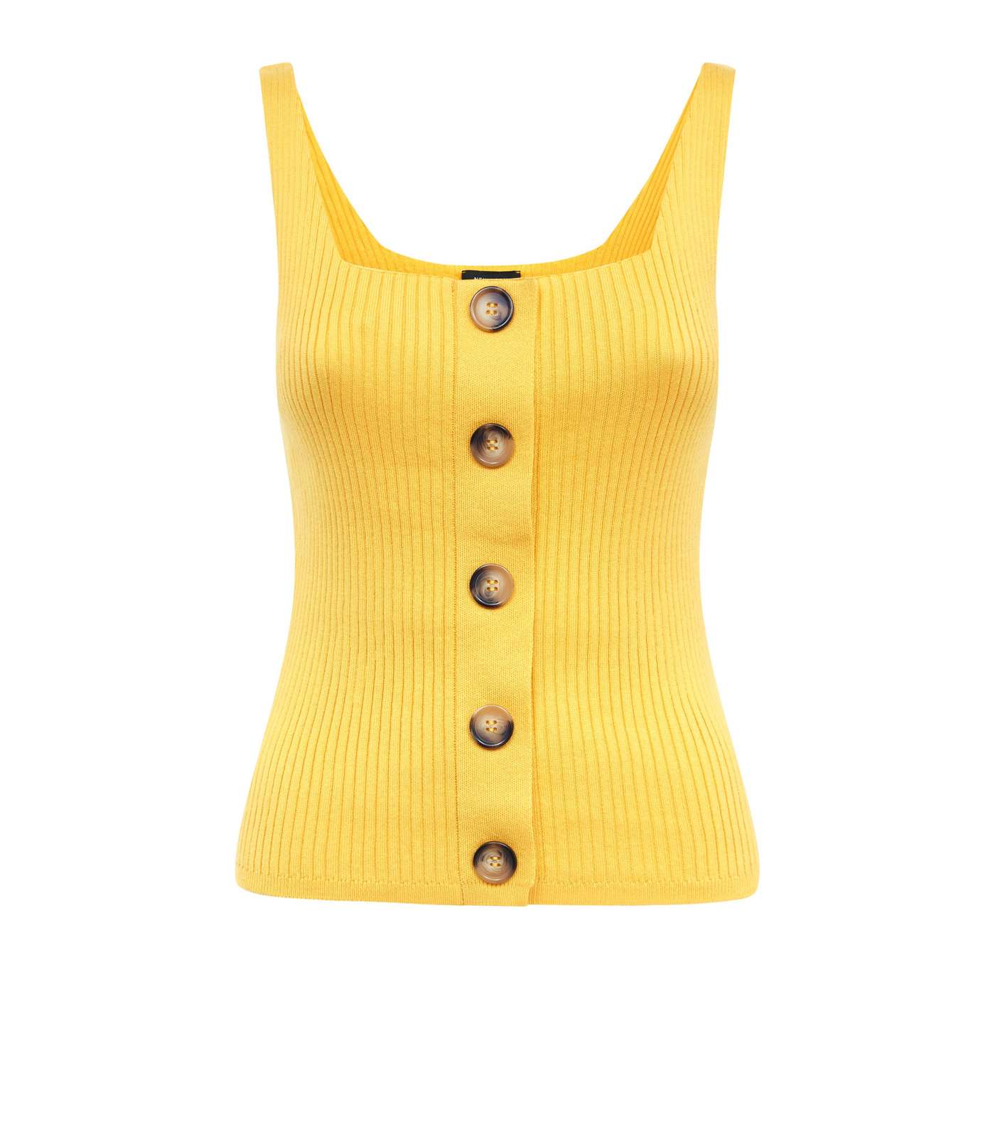 Yellow Ribbed Button Front Vest Image 4