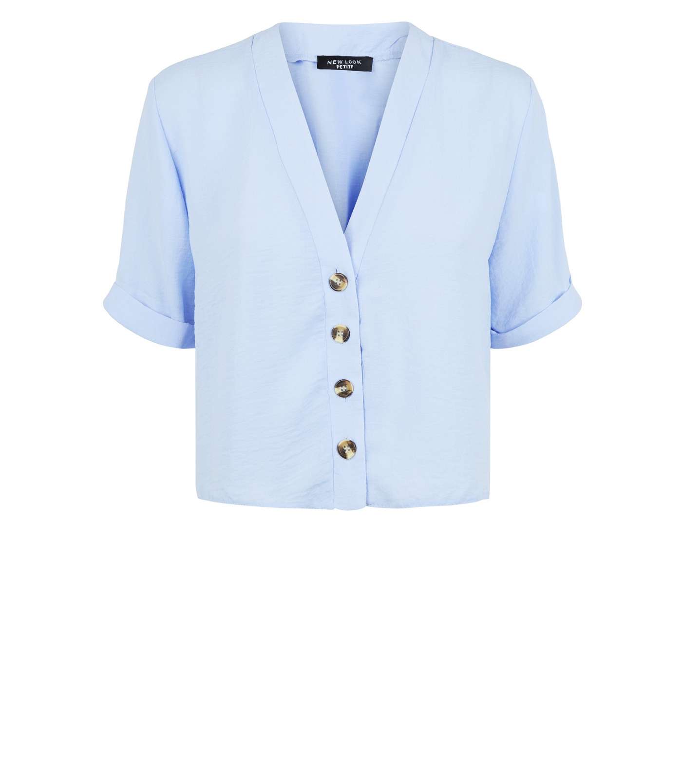 Petite Pale Blue Button Up Boxy Shirt Image 4