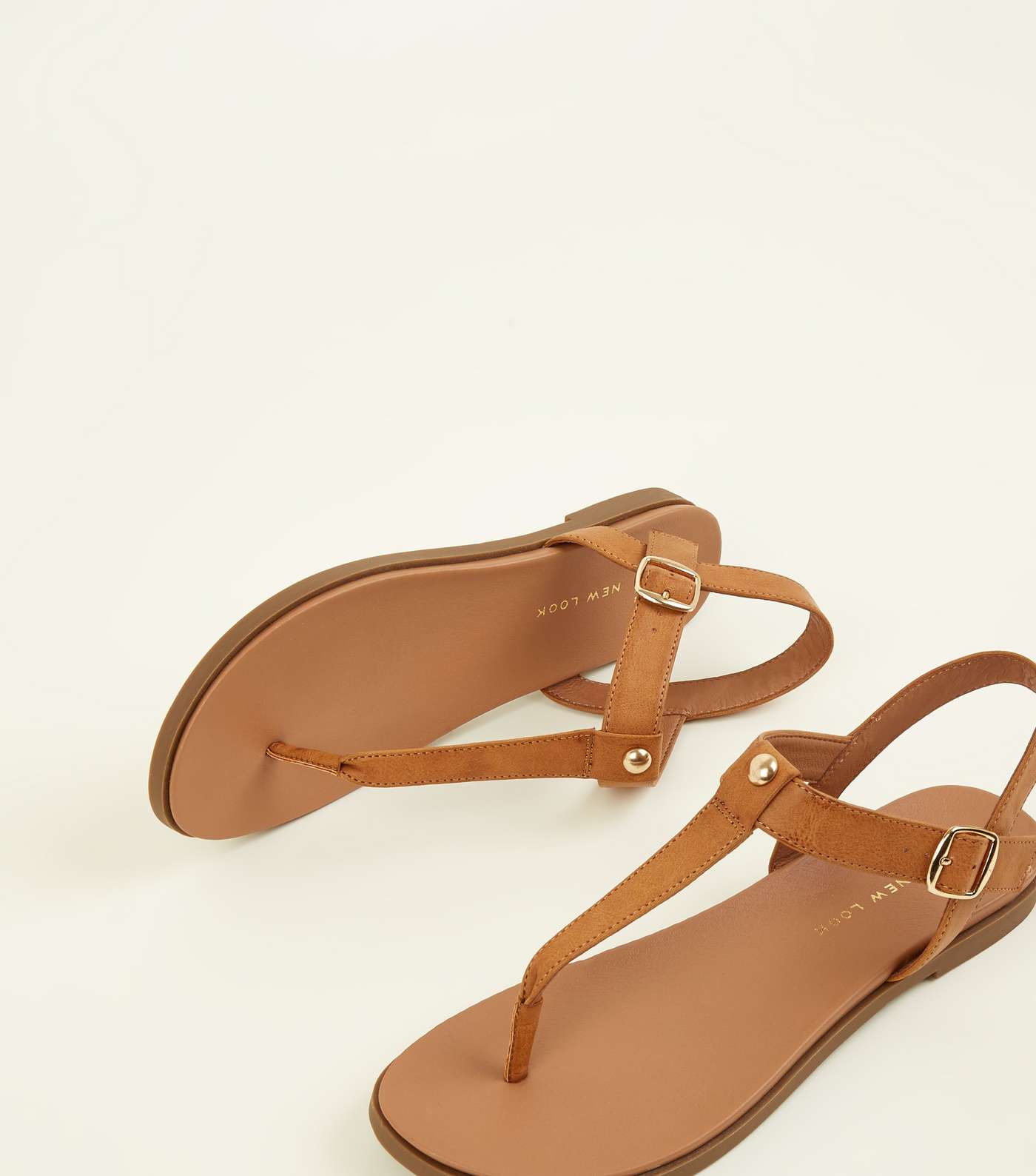 Wide Fit Tan Footbed Sandals Image 3