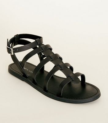 new look black flat sandals