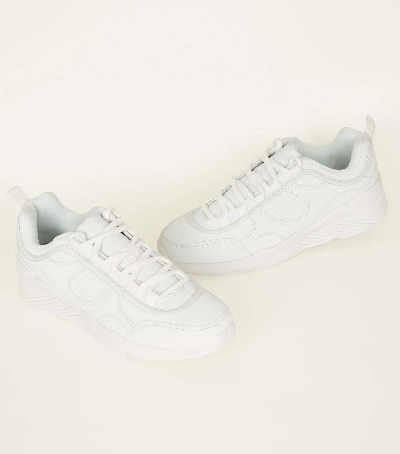 White Leather-Look Panelled Chunky Trainers Image 4
