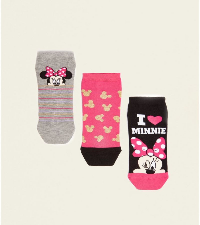 New Look 3 Pack Pink Minnie Mouse Trainer Socks at £4.99 | love the brands