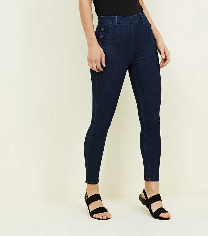 High Waist Skinny Jeans Back Zipper Jeans---Seamido